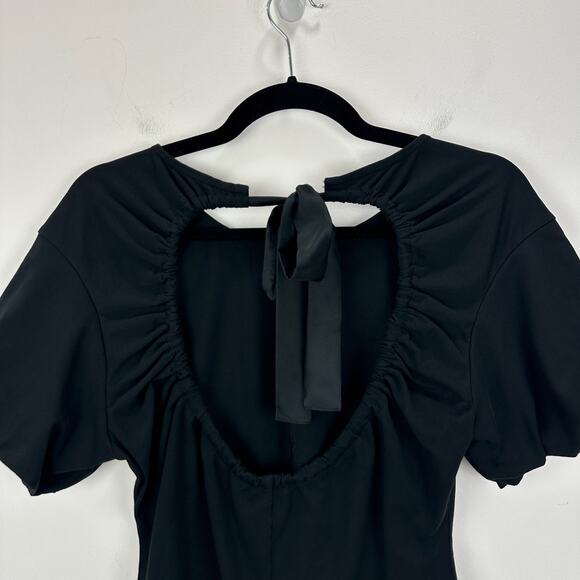 J.Crew Open Back Puff Sleeve Top Stretch Cotton Satin Bow Preppy XS NWT - Picture 9 of 13